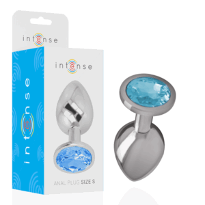 INTENSE - PLUG ANAL METAL ALUMINIO CON CRISTAL AZUL