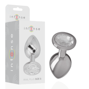 INTENSE - PLUG ANAL METAL ALUMINIO CON CRISTAL PLATA