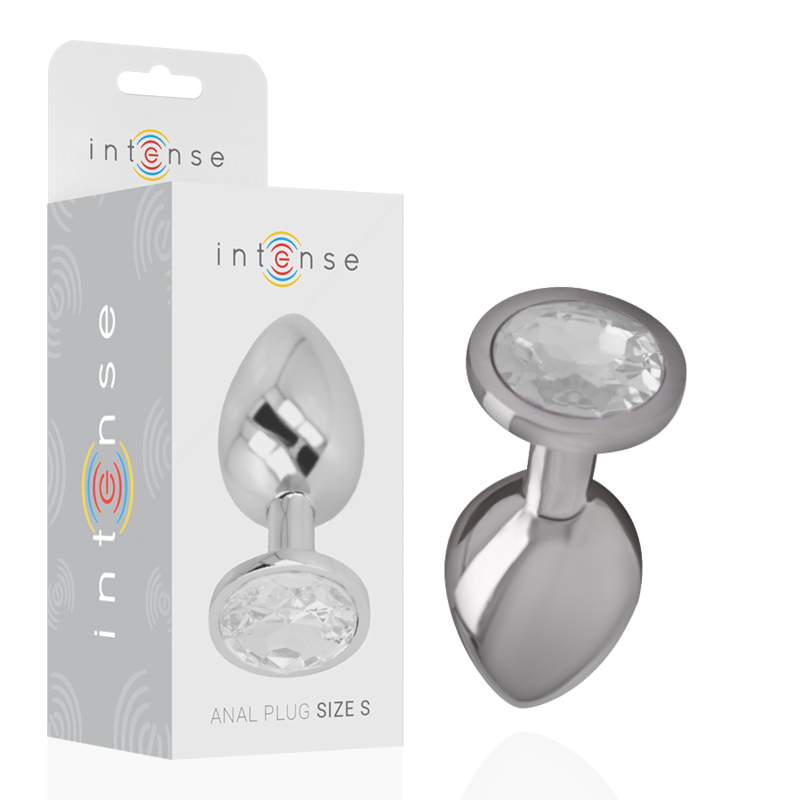 INTENSE - PLUG ANAL METAL ALUMINIO CON CRISTAL PLATA